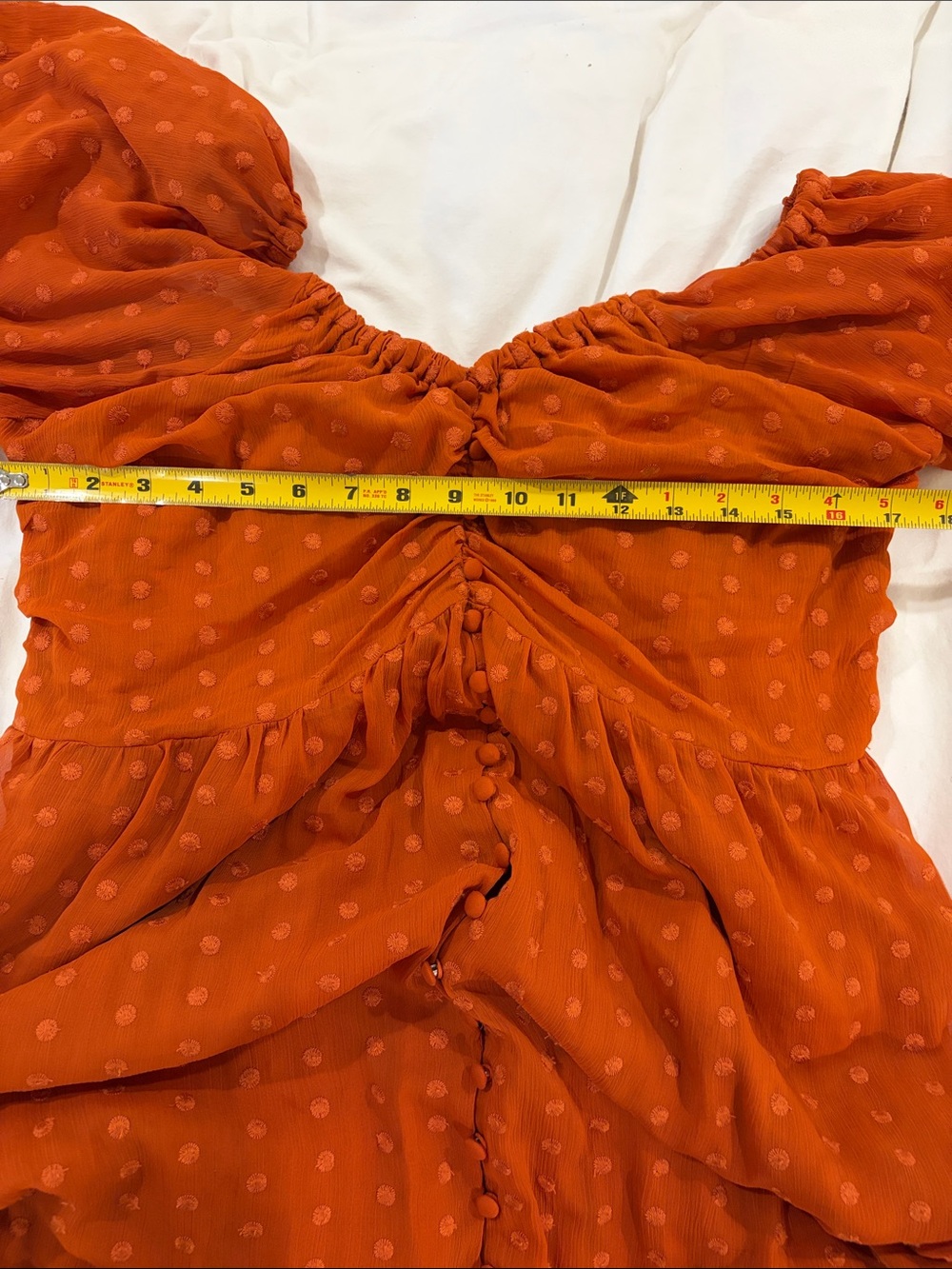 Anthropologie Rust Orange Polka Dot Tiered Maxi Dress - Picture 7 of 7